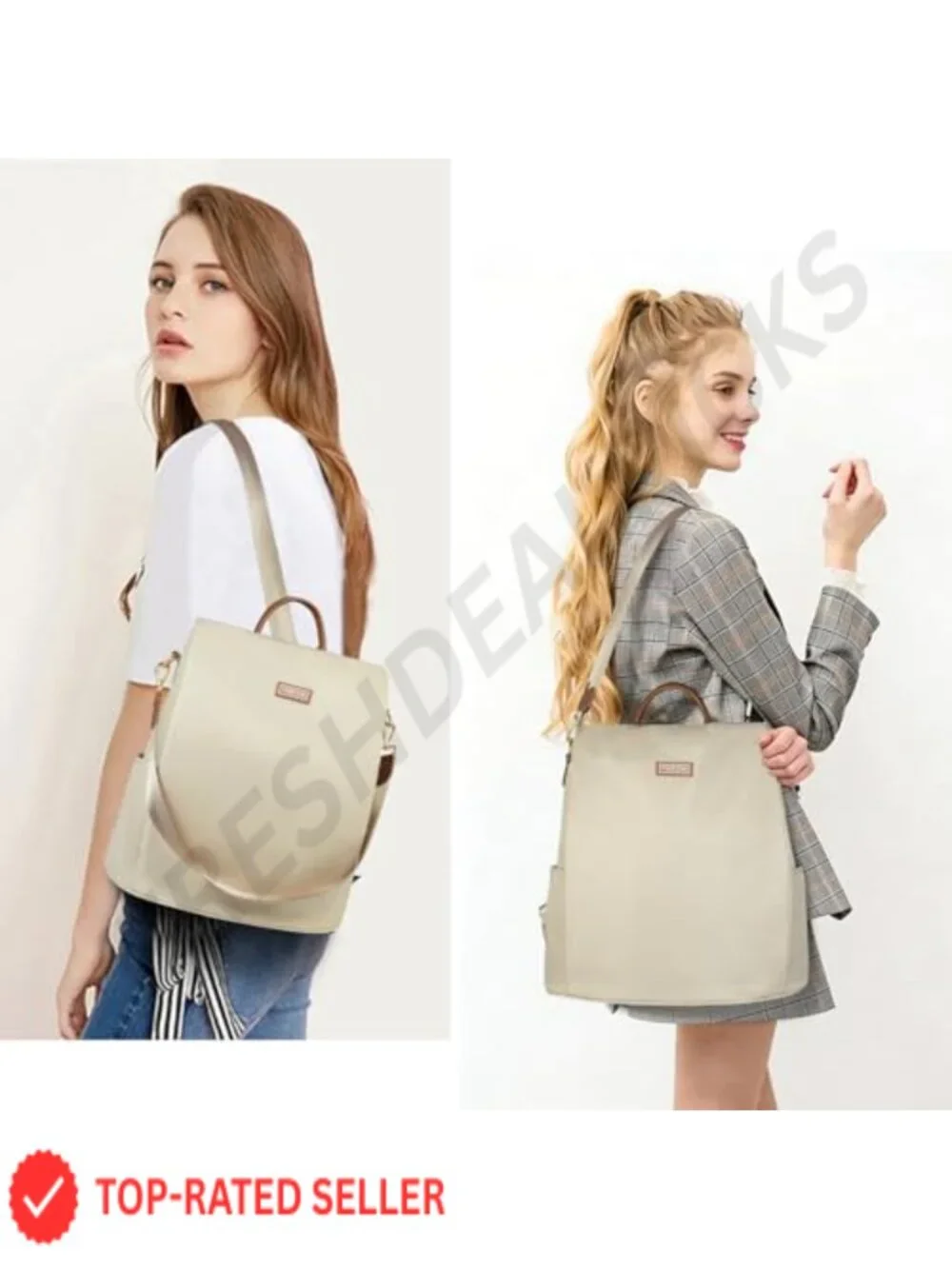 Anti Theft Nylon Convertible Backpack Purse for Women, Adjustable Straps